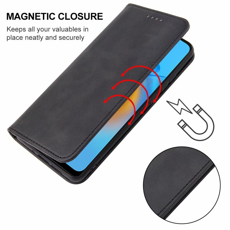 For OPPO A74 4G Magnetic Closure Leather Phone Case(Black)