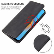For OPPO A74 4G Magnetic Closure Leather Phone Case(Black)