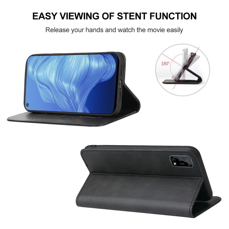 For Realme 7 5G Magnetic Closure Leather Phone Case(Black)