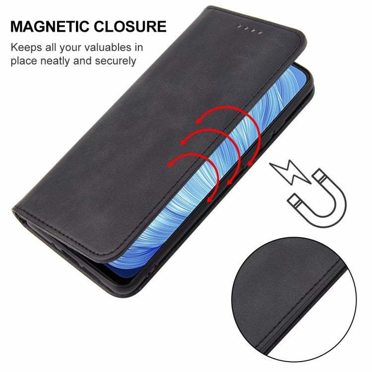 For Realme 7 5G Magnetic Closure Leather Phone Case(Black)