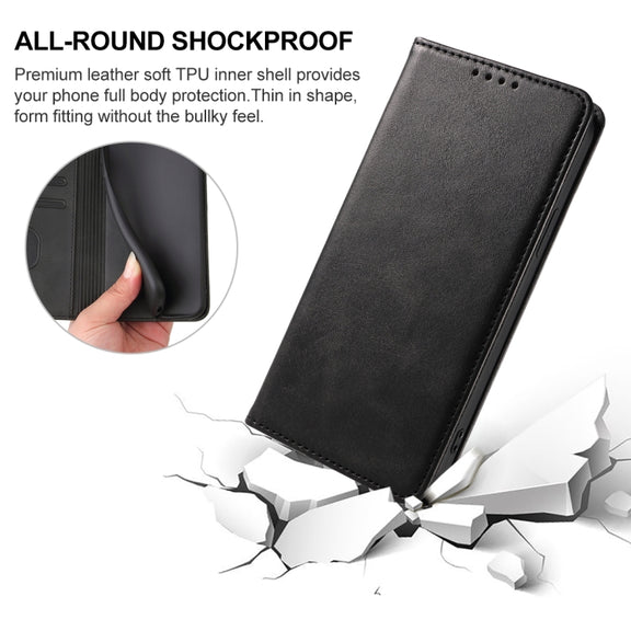 For Realme 7 5G Magnetic Closure Leather Phone Case(Black)