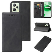 For Realme C35 Magnetic Closure Leather Phone Case(Black)