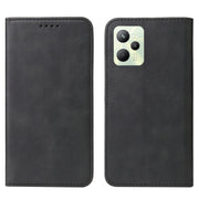 For Realme C35 Magnetic Closure Leather Phone Case(Black)