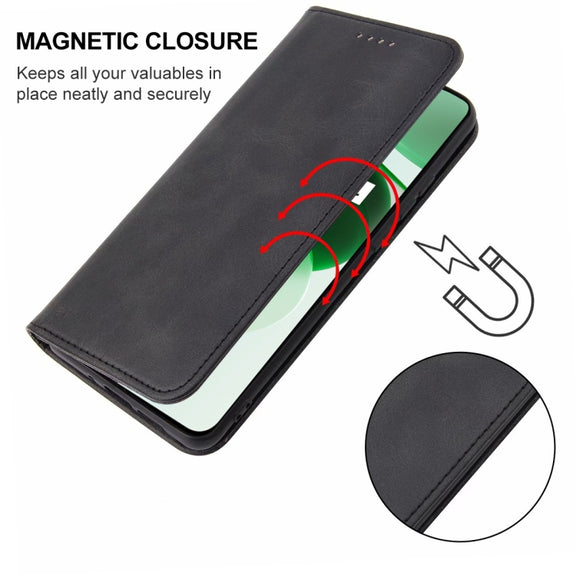 For Realme C35 Magnetic Closure Leather Phone Case(Black)