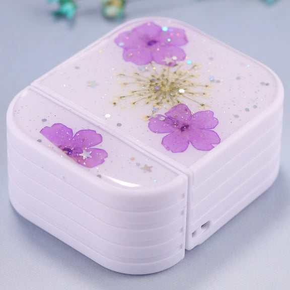For AirPods 1 / 2 Beautiful Ladies Flowers Pattern Wireless Earphone Protective Case(Purple)