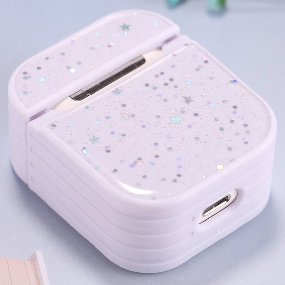 For AirPods 1 / 2 Beautiful Ladies Flowers Pattern Wireless Earphone Protective Case(Purple)