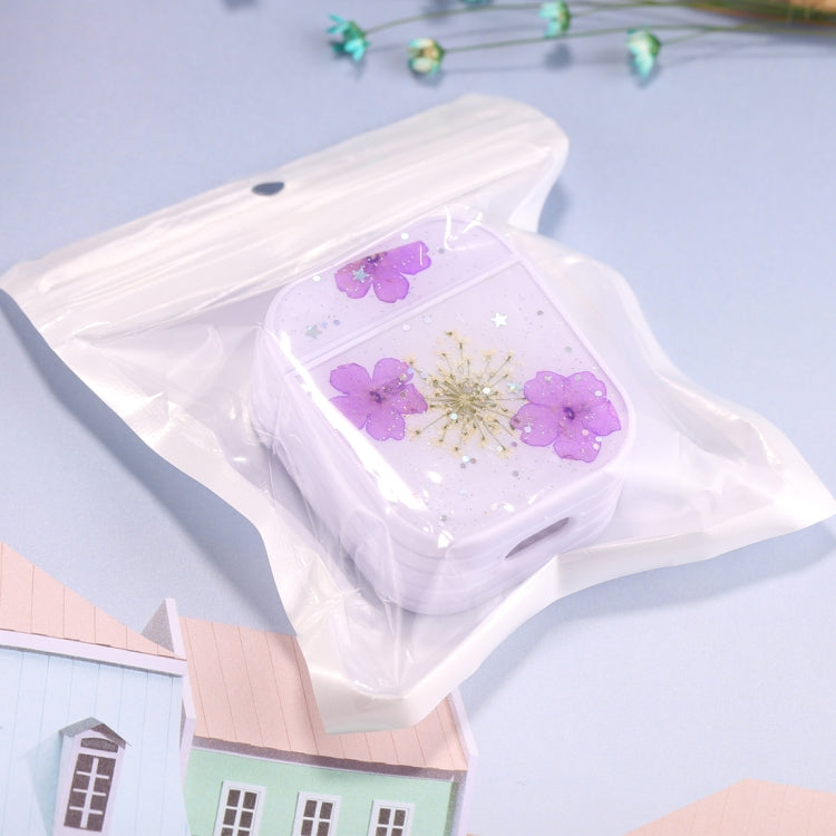 For AirPods 1 / 2 Beautiful Ladies Flowers Pattern Wireless Earphone Protective Case(Purple)