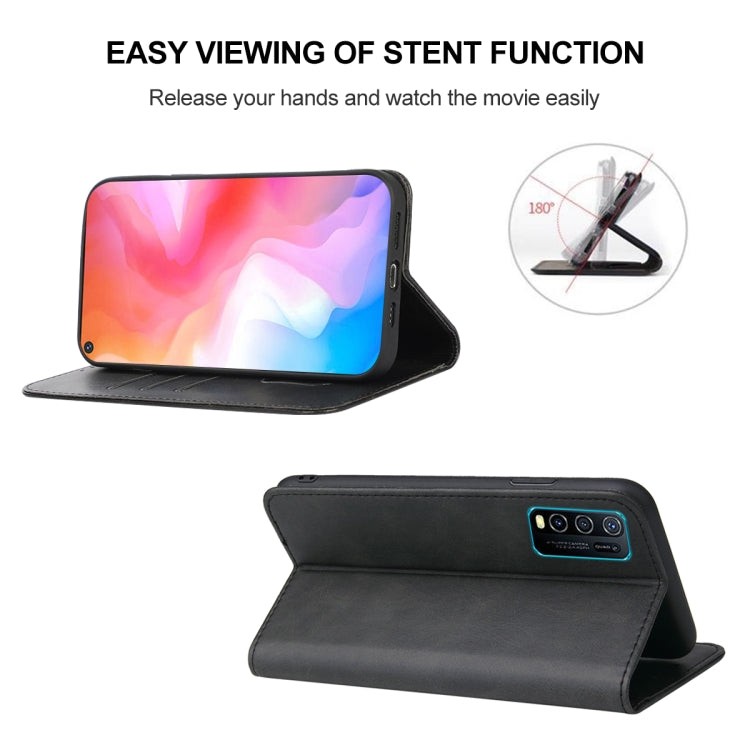 For vivo Y30 Magnetic Closure Leather Phone Case(Black)