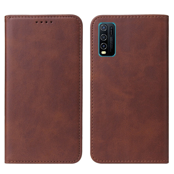 For vivo Y30 Magnetic Closure Leather Phone Case(Brown)