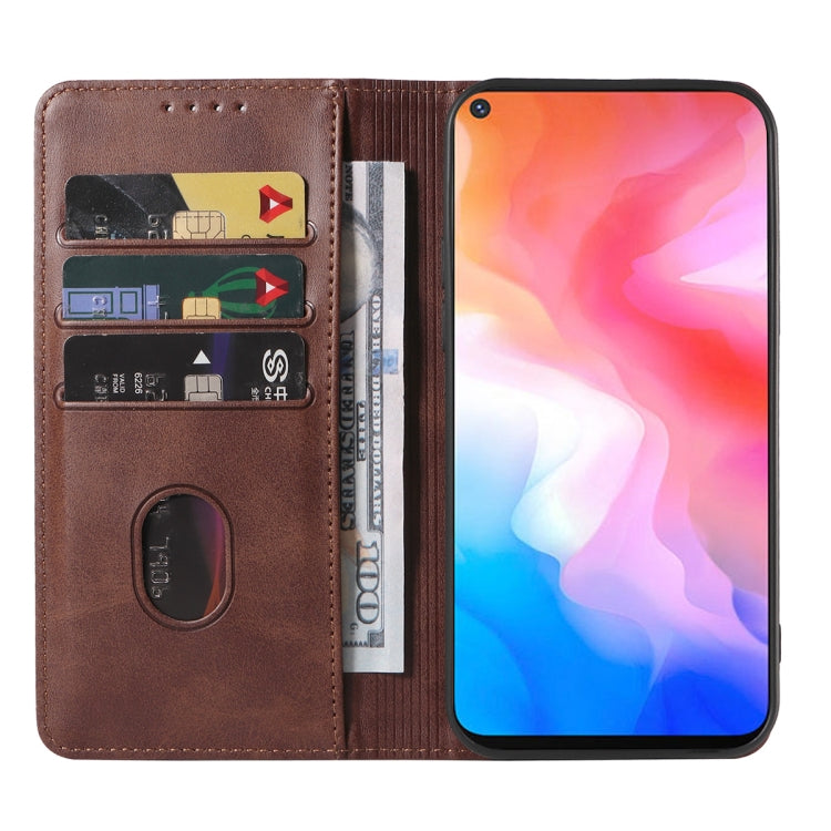 For vivo Y30 Magnetic Closure Leather Phone Case(Brown)