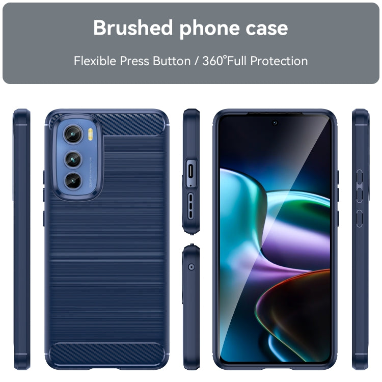 For Motorola Edge 30 Brushed Texture Carbon Fiber TPU Phone Case(Blue)