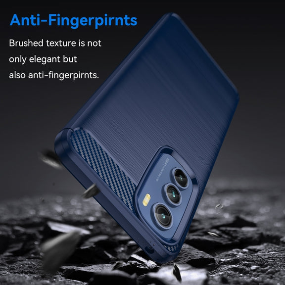 For Motorola Edge 30 Brushed Texture Carbon Fiber TPU Phone Case(Blue)