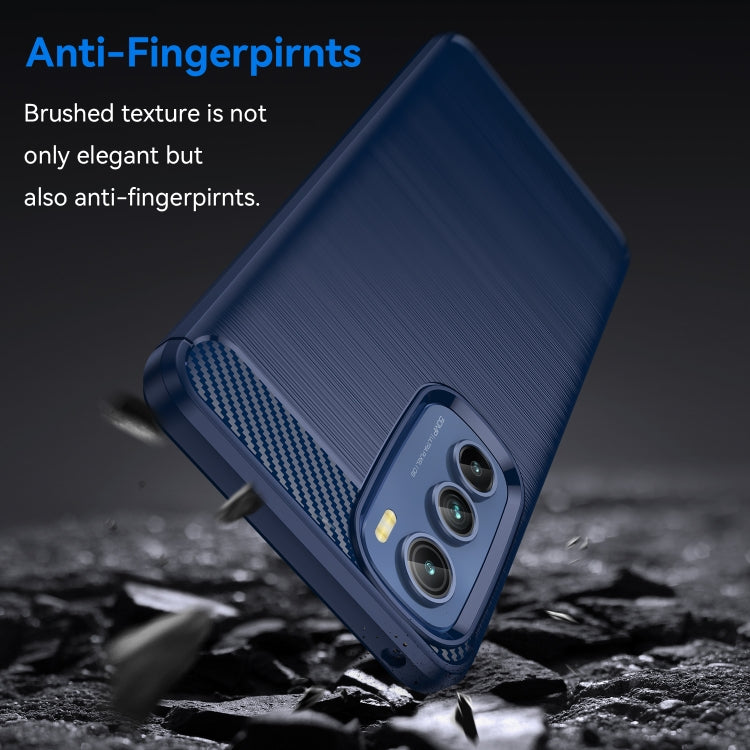 For Motorola Edge 30 Brushed Texture Carbon Fiber TPU Phone Case(Blue)