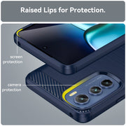 For Motorola Edge 30 Brushed Texture Carbon Fiber TPU Phone Case(Blue)
