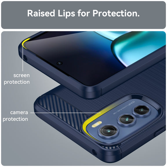 For Motorola Edge 30 Brushed Texture Carbon Fiber TPU Phone Case(Blue)