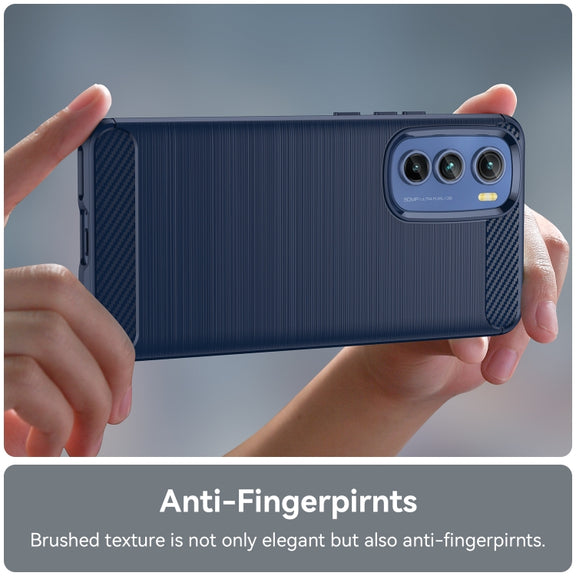 For Motorola Edge 30 Brushed Texture Carbon Fiber TPU Phone Case(Blue)