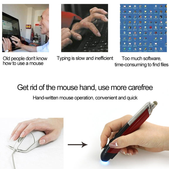 PR-08 Multifunctional Wireless Bluetooth Pen Mouse Capacitive Pen Mouse(Red)