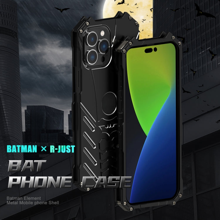For iPhone 14 Pro R-JUST Batman Metal Mobile Phone Protective Case(Black)