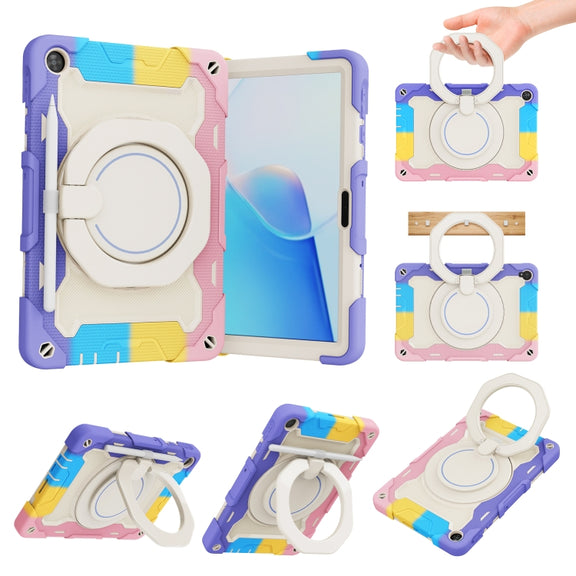 For Huawei MatePad T 10s / T10 Armor Contrast Color Silicone + PC Tablet Case(Rainbow Pink)