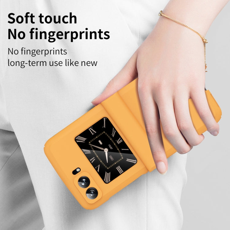 For Motorola Moto Razr 2022 Skin Feel Macaron Three-piece Set Hinge Phone Case(Orange)