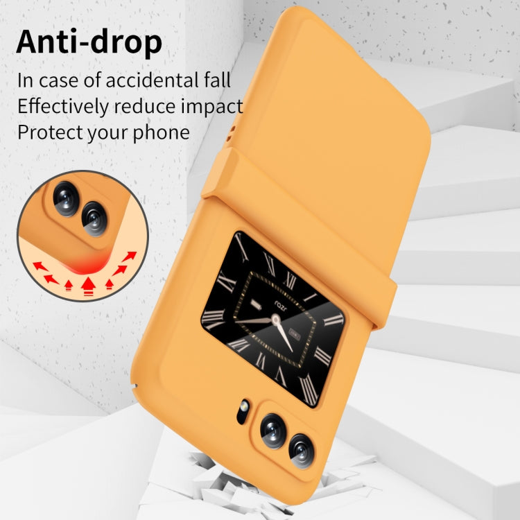 For Motorola Moto Razr 2022 Skin Feel Macaron Three-piece Set Hinge Phone Case(Orange)