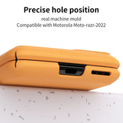 For Motorola Moto Razr 2022 Skin Feel Macaron Three-piece Set Hinge Phone Case(Orange)