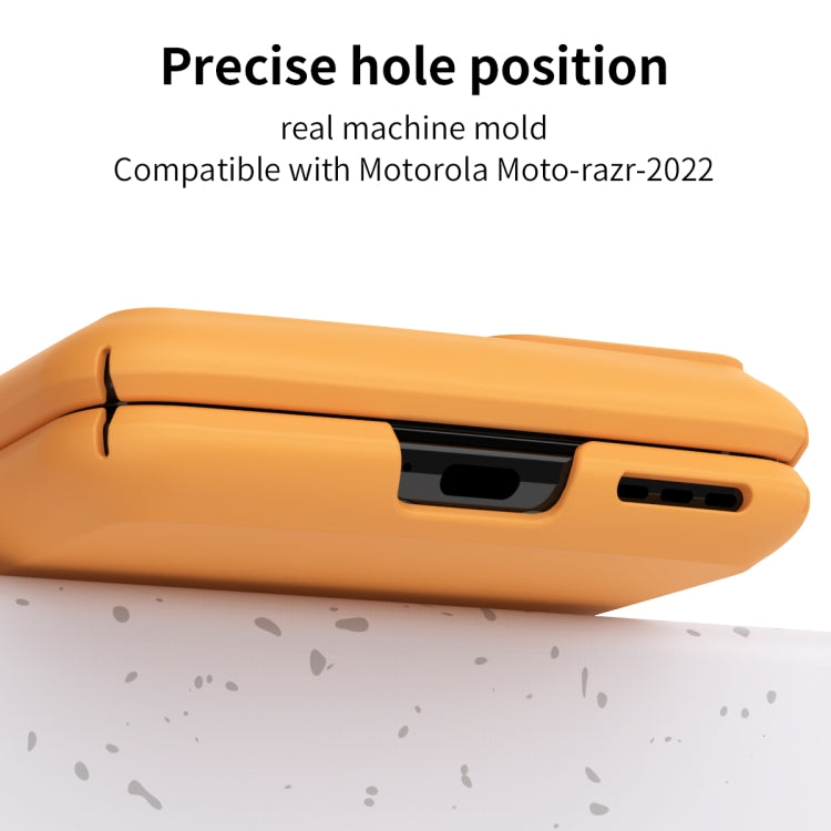 For Motorola Moto Razr 2022 Skin Feel Macaron Three-piece Set Hinge Phone Case(Orange)