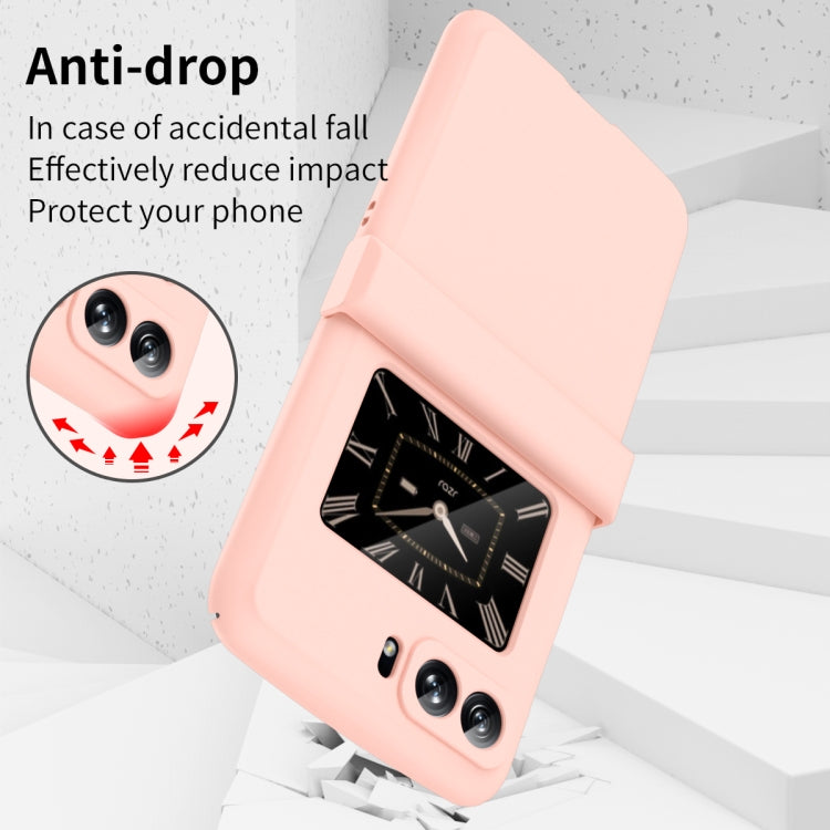 For Motorola Moto Razr 2022 Skin Feel Macaron Three-piece Set Hinge Phone Case(Pink)