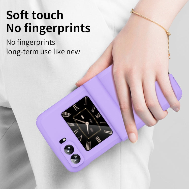 For Motorola Moto Razr 2022 Skin Feel Macaron Three-piece Set Hinge Phone Case(Purple)