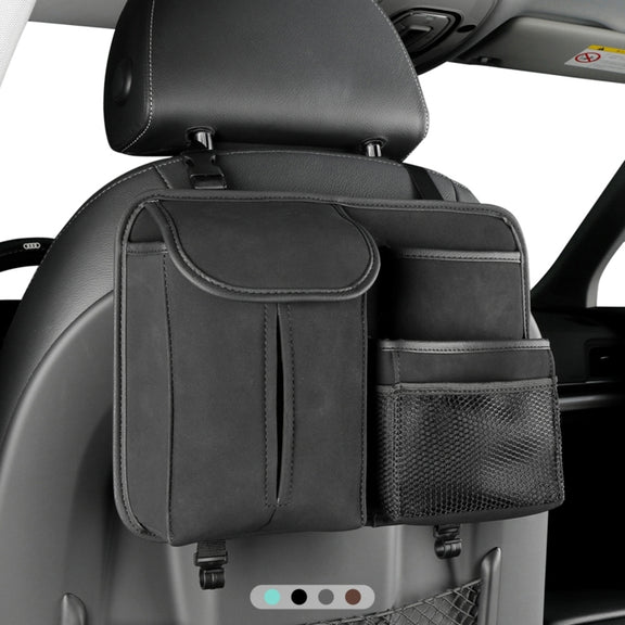 Car Seat Back Hanging Bag Sheepskin Leather Storage Bag With Hook(Brown)