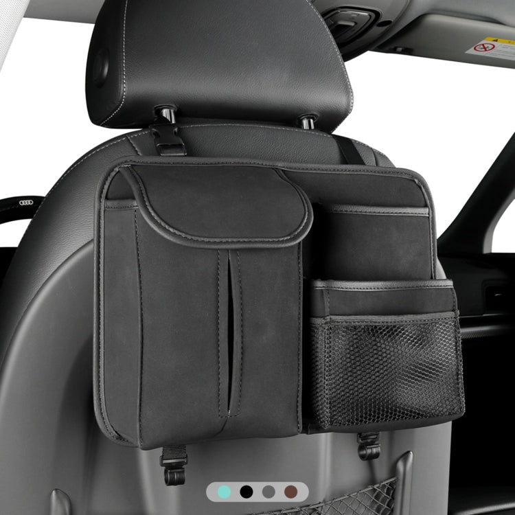 Car Seat Back Hanging Bag Sheepskin Leather Storage Bag With Hook(Brown)