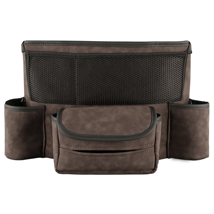 Car Center Console Hanging Bag Sheepskin Leather Storage Bag(Brown)