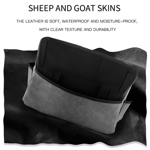 Car Center Console Hanging Bag Sheepskin Leather Storage Bag(Grey)