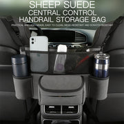 Car Center Console Hanging Bag Sheepskin Leather Storage Bag(Grey)