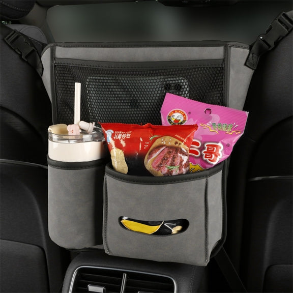 Car Center Console Hanging Bag Sheepskin Leather Storage Bag(Blue)