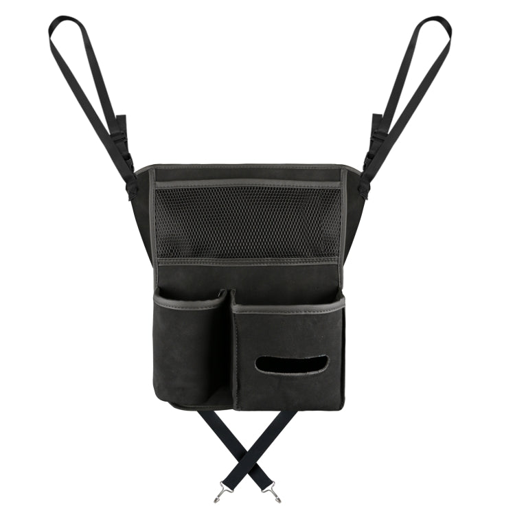 Car Center Console Hanging Bag Sheepskin Leather Storage Bag(Black)