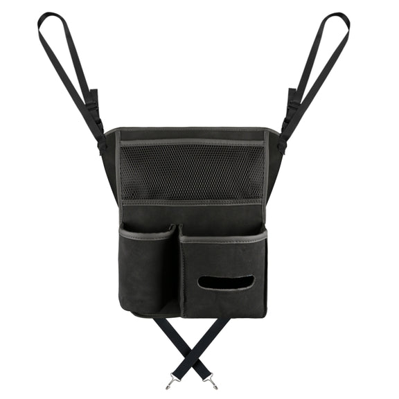 Car Center Console Hanging Bag Sheepskin Leather Storage Bag(Black)