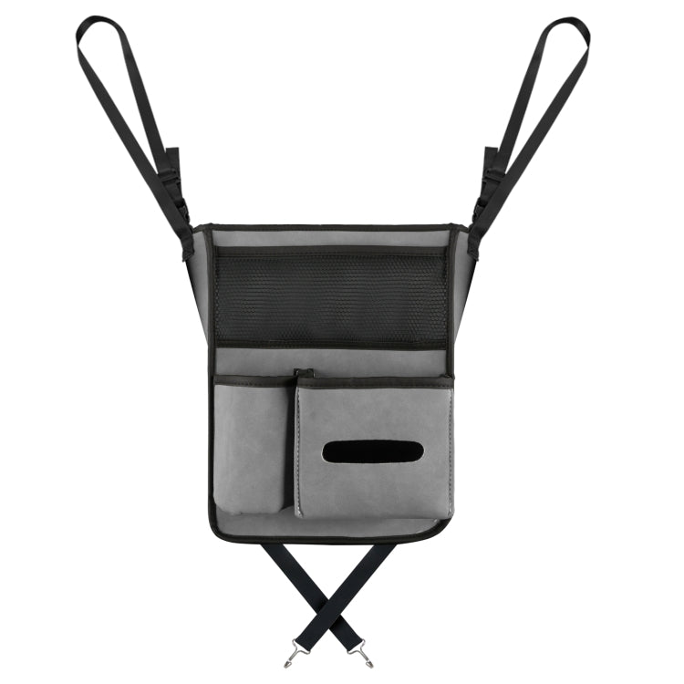 Car Center Console Hanging Bag Sheepskin Leather Storage Bag(Grey)
