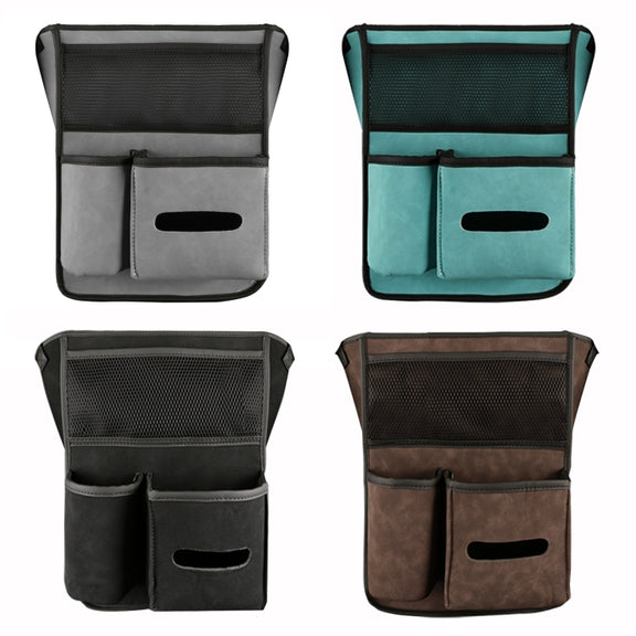 Car Center Console Hanging Bag Sheepskin Leather Storage Bag(Blue)