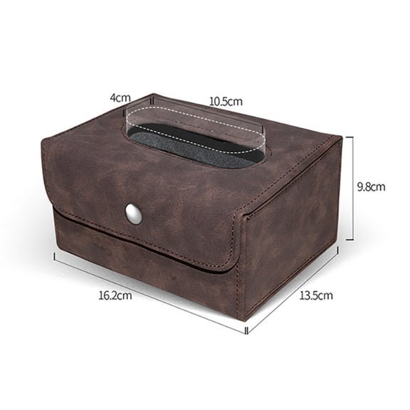 Car Hanging Type Tissue Box Sheepskin Leather Facial Tissue Case(Blue)