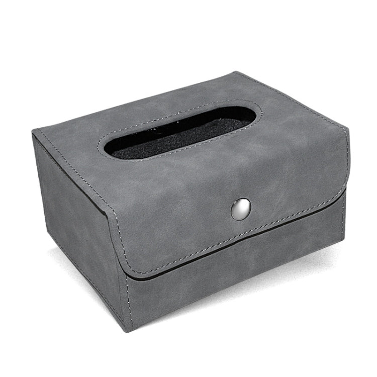 Car Hanging Type Tissue Box Sheepskin Leather Facial Tissue Case(Grey)
