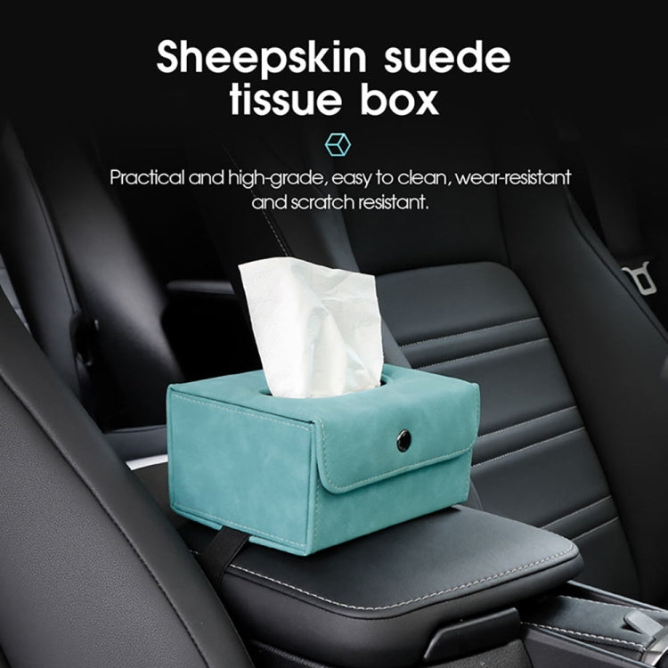 Car Hanging Type Tissue Box Sheepskin Leather Facial Tissue Case(Grey)