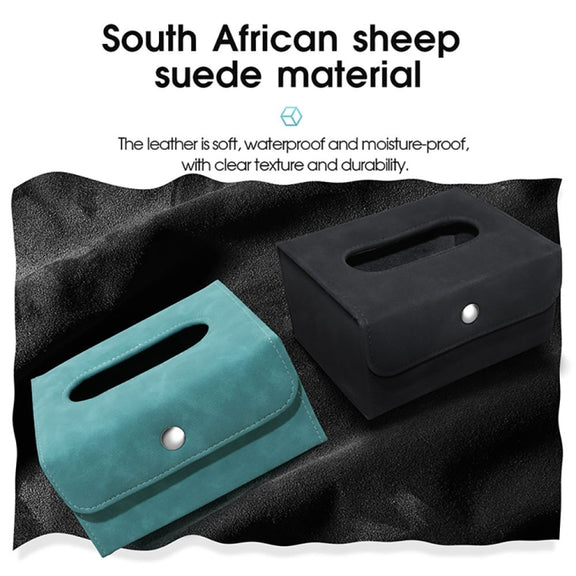 Car Hanging Type Tissue Box Sheepskin Leather Facial Tissue Case(Grey)