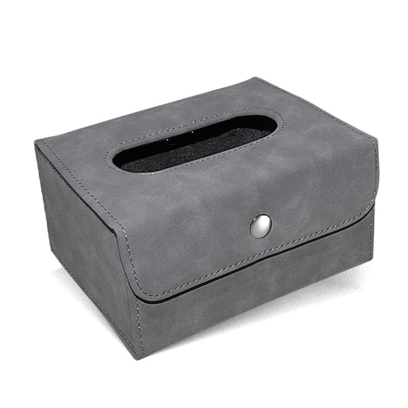 Car Hanging Type Tissue Box Sheepskin Leather Facial Tissue Case(Grey)