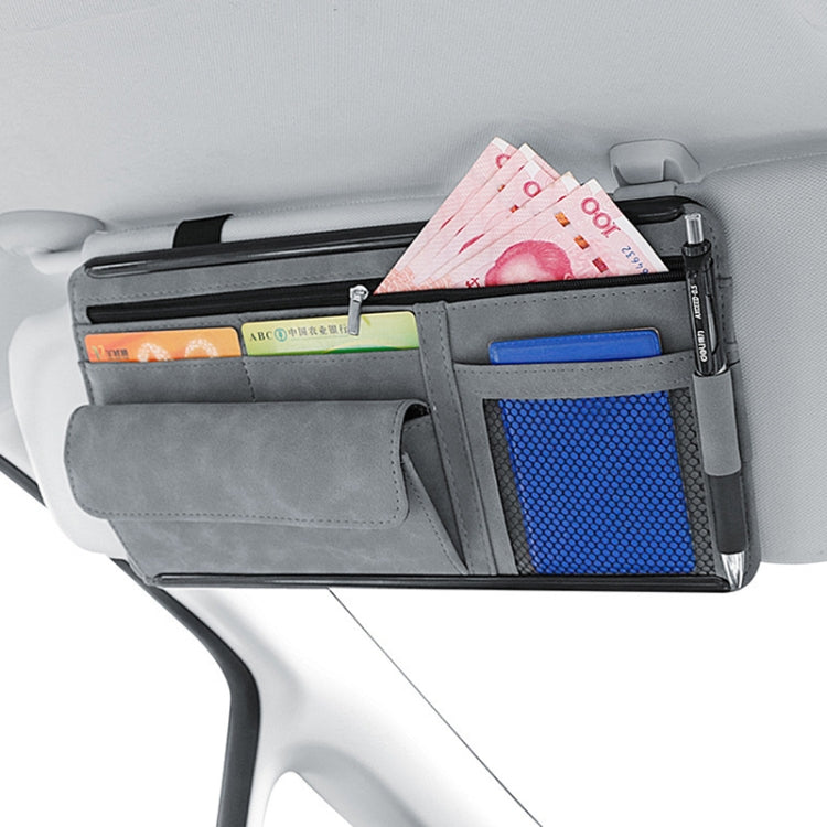 Car Sun Viso Sheepskin Leather Storage Bag(Grey)