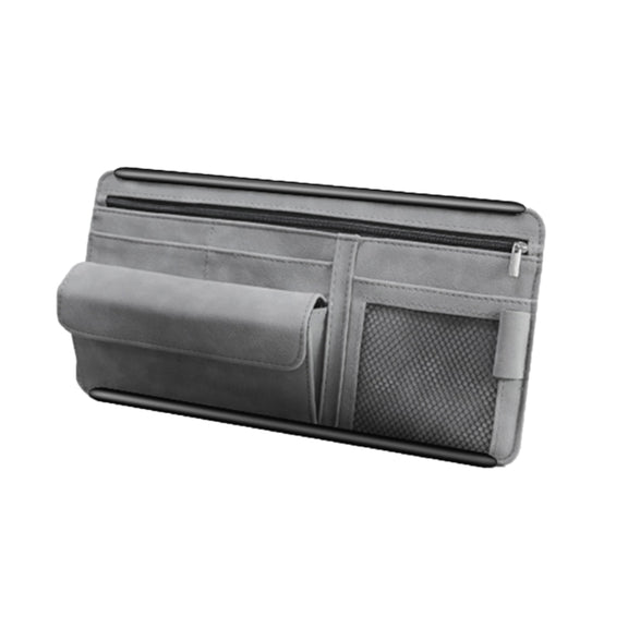 Car Sun Viso Sheepskin Leather Storage Bag(Grey)
