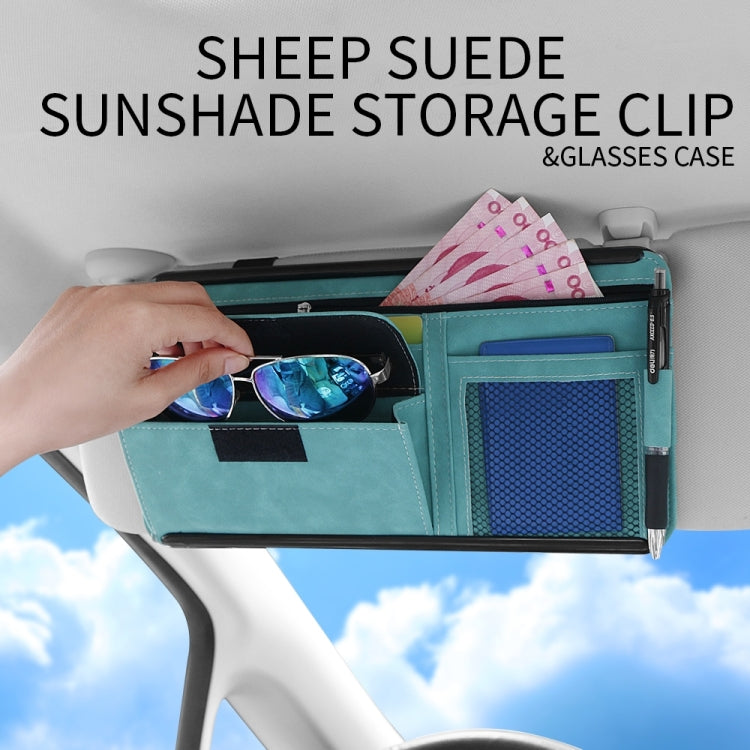 Car Sun Viso Sheepskin Leather Storage Bag(Black)