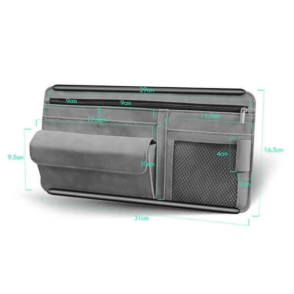 Car Sun Viso Sheepskin Leather Storage Bag(Black)