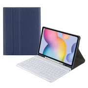 Square Cap Bluetooth Keyboard Leather Case with Pen Slot For Samsung Galaxy Tab S7(Light Blue)