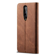 For OnePlus 8 Denim Texture Casual Style Horizontal Flip Leather Case with Holder & Card Slots & Wallet(Brown)